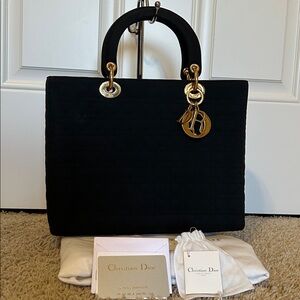Christian Dior Lady Dior Cannage Black Tote Bag